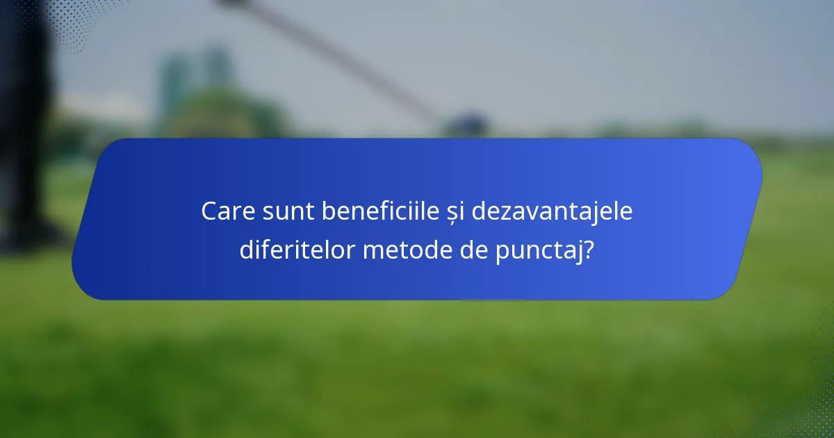Care sunt beneficiile și dezavantajele diferitelor metode de punctaj?
