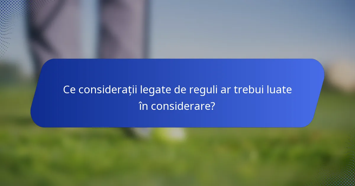 Ce considerații legate de reguli ar trebui luate în considerare?