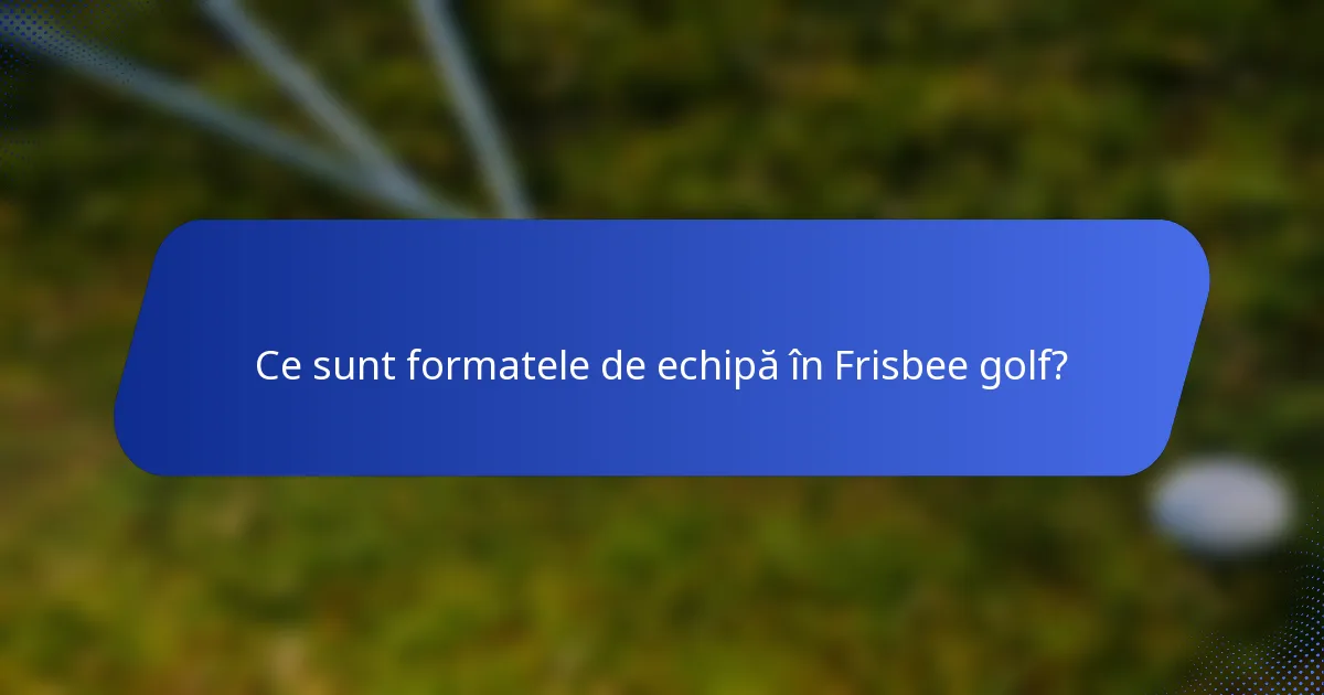 Ce sunt formatele de echipă în Frisbee golf?